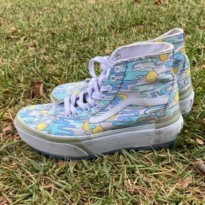 Vans Sk8-Hi Stacked Psychedelic Cloud Sun Print Platform Sneakers Womens 9.5